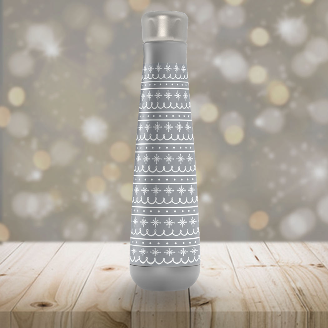 Gray Snowflake Pattern Peristyle Water Bottle