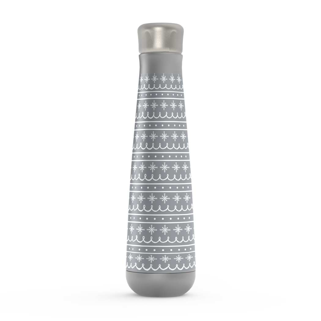 Gray Snowflake Pattern Peristyle Water Bottle