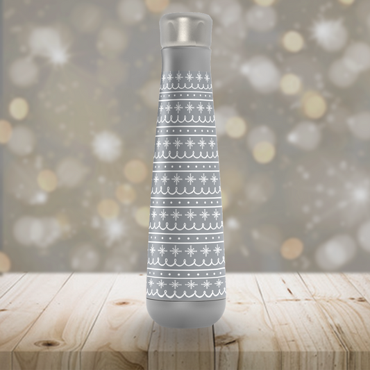 Gray Snowflake Pattern Peristyle Water Bottle